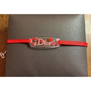 Authentic Vintage Christian Dior Red Heart Lucite Ribbon Bracelet - Y2K Galliano